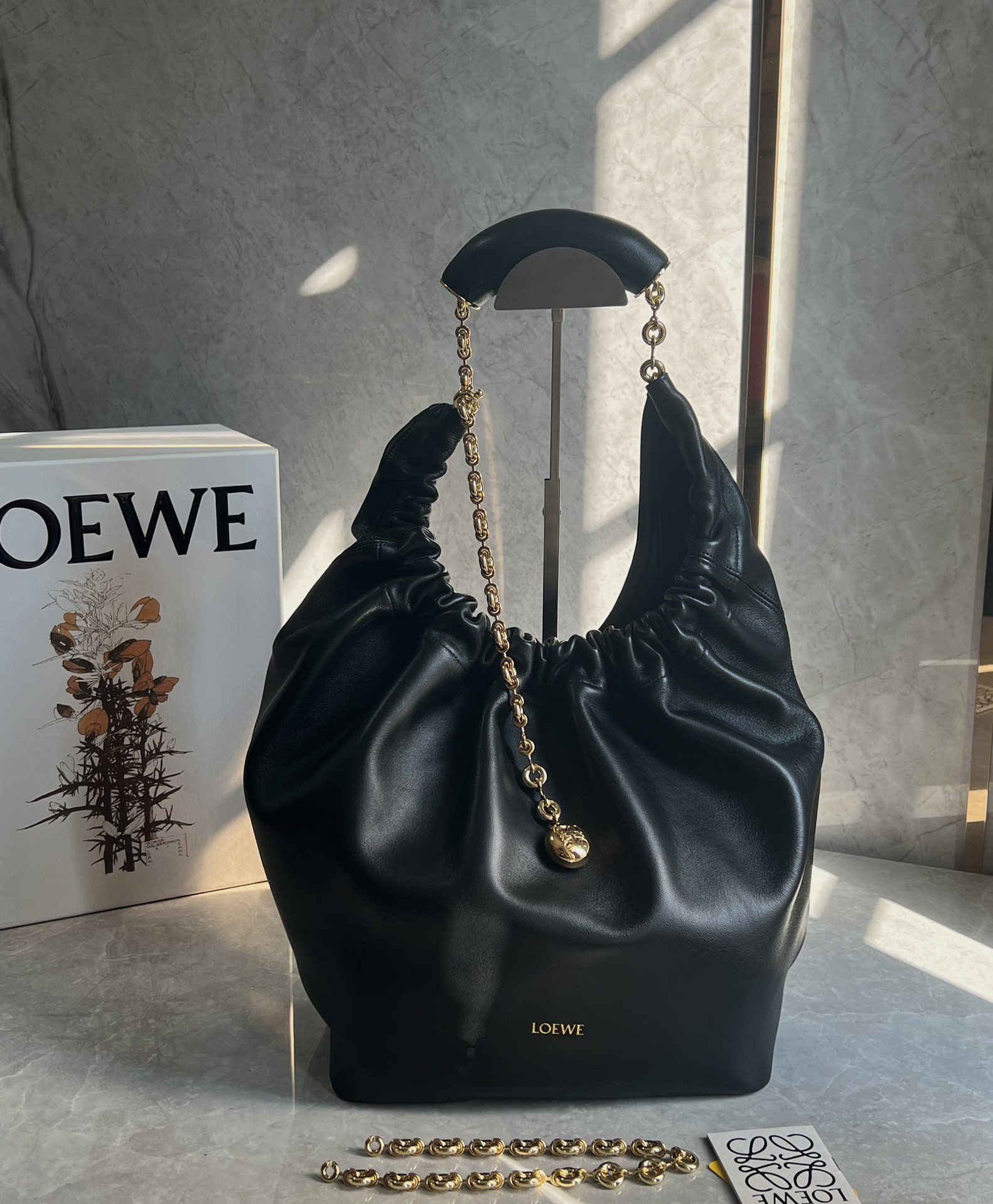 Loewe Small Squeeze Bag in Mellow Nappa Lambskin Black